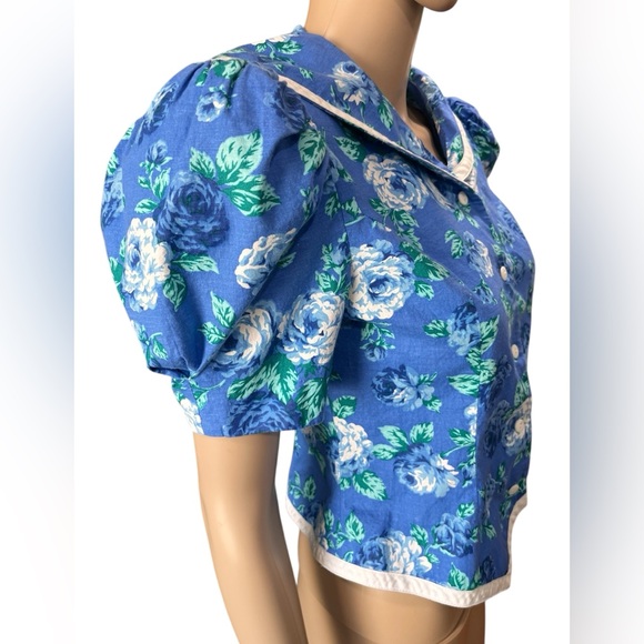 Floral Blue Women's Top - Picture 3 of 9